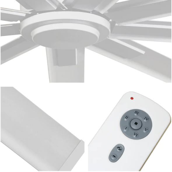 Big Air White 96 inch Wet Environment Industrial Ceiling Fan w/ Remote 6 Speeds ICF96WLWHUPS