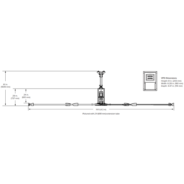 Big Ass Fans 14 foot HVLS Ceiling Fan w/ Controller 4900 sq. ft. Coverage F-PF62-1402S34X2
