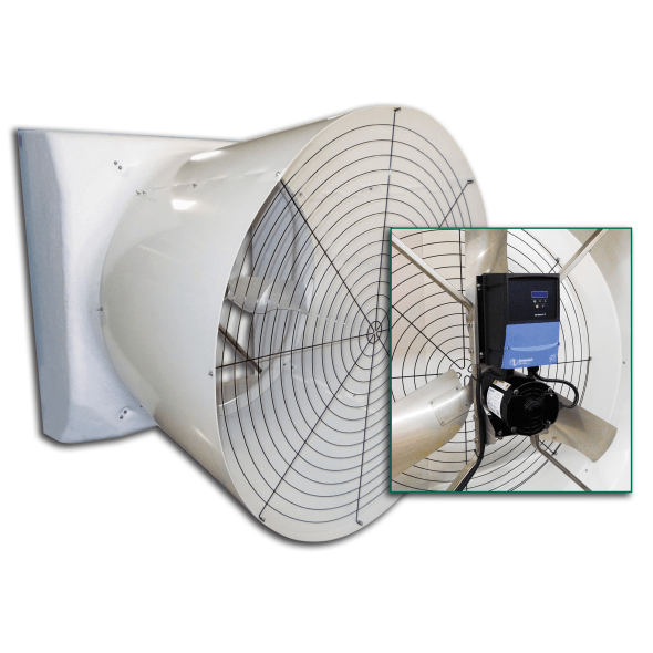 V-Fan Galvanized Slant Wall Exhaust Fan w/ Cone 36 inch Variable Speed 11860 CFM 230 Volt 936260-1