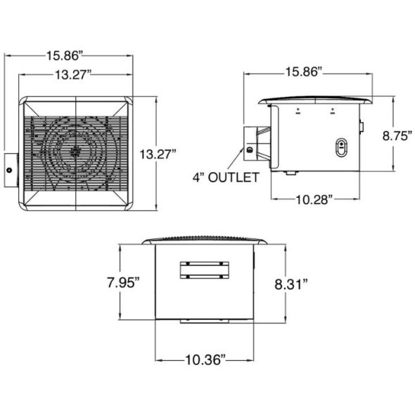 BPT Bathroom Exhaust Fan 4 inch Duct Outlet 110 CFM BPT18-34A-6