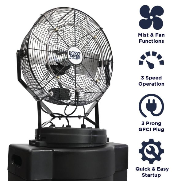 Mid-Pressure Misting Fan w/ 40 Gal Tank 18 inch 3 Speed 3500 CFM CDMP1840GRY