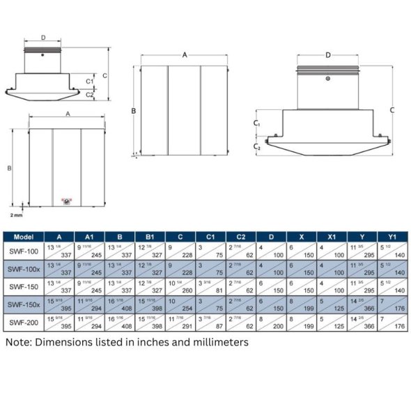 SWF Outside Wall Mount Exhaust Duct Fan 6 inch 235 CFM SWF150
