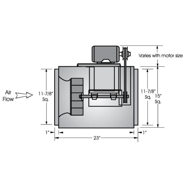 Square Inline Duct Fan 7 inch 249 CFM Belt Drive SQB07ML1S