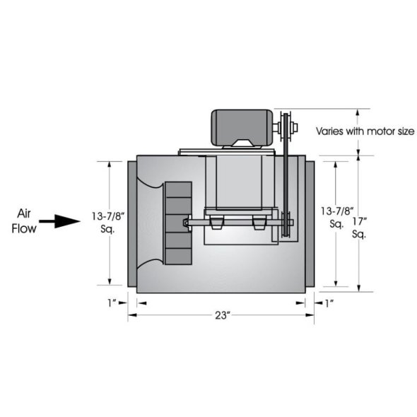 Square Inline Duct Fan 10 inch 1356 CFM Belt Drive SQB10PH1S