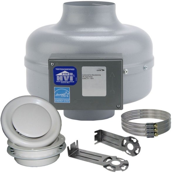 AXC Bathroom Kit Centrifugal Duct Fan w/ Adjustable Grill 6 inch 235 CFM Energy Star RG150A-ES