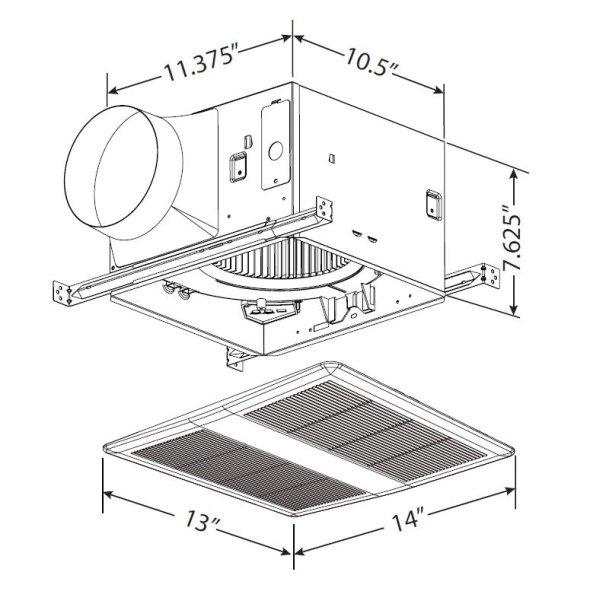 Tranquil Bathroom Exhaust Fan 4 or 6 inch Duct Outlet 80 CFM (Choose Style) Energy Star Certified TF80L - With Light