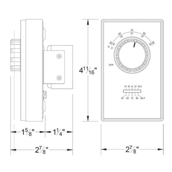ET9 DPST Line Voltage Thermostat 35-75 Deg F 120-277 VAC (Heating Only) ET9D4TS