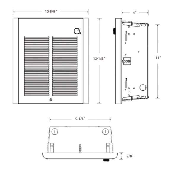 QMark CWH Commercial Fan-Forced Wall Heater 2560-6826 BTU 0.75-2.0 kW 208/240V 1 Phase CWH1202DSF