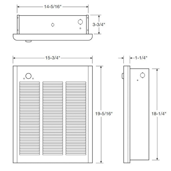 QMark CWH Commercial Fan-Forced Wall Heater 16378 BTU 4.8 kW 208V 3 Phase CWH35083F