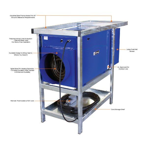 King Industrial Portable Outdoor Rated Unit Heater w/ 100' Cord 34100 BTU 240V 1 Ph PCKF2410-1