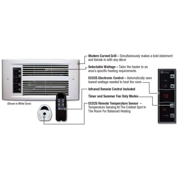 King PX ECO2S Designer Electronic Wall Heater 5120 BTU 120V PX1215-ECO-WD-R