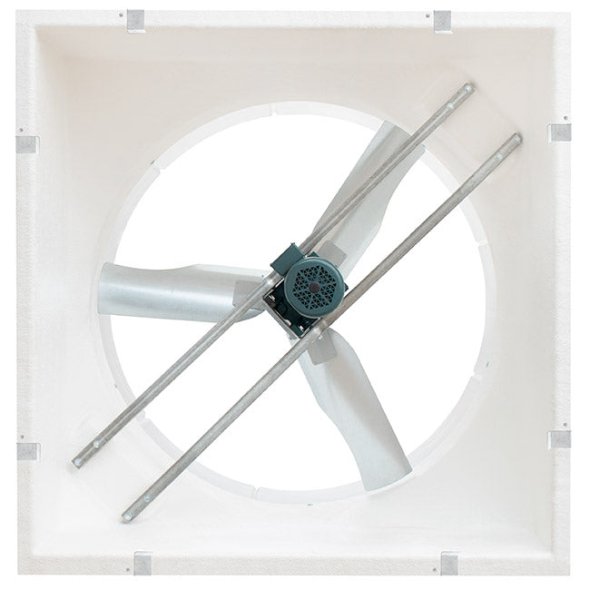 Storm Torque Fiberglass Exhaust Fan w/ Alum Shutters 55 inch 29902 CFM 3 Phase Torque Drive VMTA55G3C23-SL