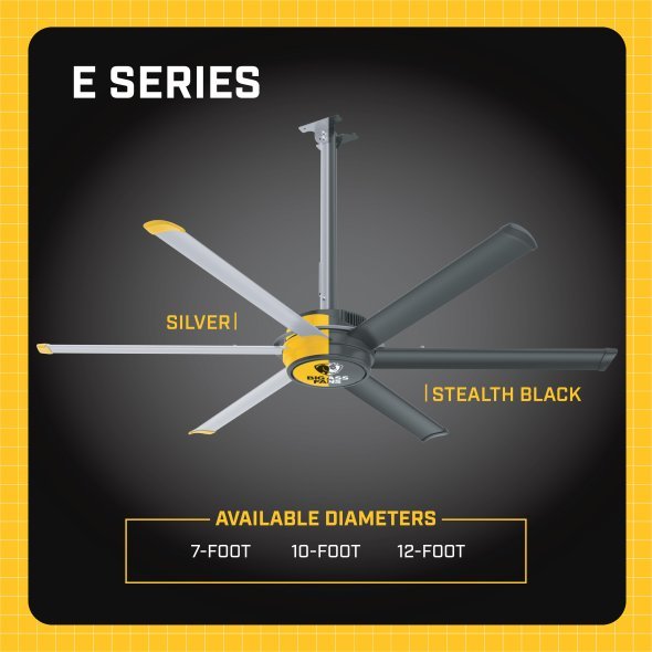 Big Ass Fans E-Series 10 foot HVLS Ceiling Fan Kit, Silver 3025 sq. ft. Coverage F-ES2-1001S34