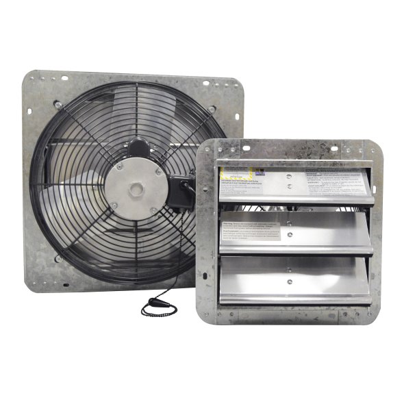 GSF Galvanized Shutter Fan 12 inch w/ Cord, Plug & Thermostat 772 CFM 3 Speed GSF3-12A