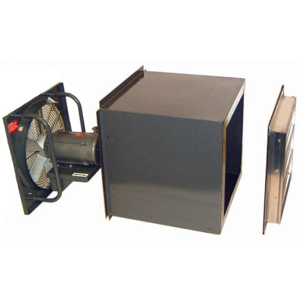 CRYPTO BREEZE - 36 inch Supply Fan w/ Mounting Box, Gravity Shutter & Guard 10,000 CFM 230/460V 3 Phase NFC36-3-S