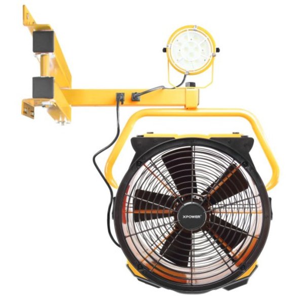 Warehouse/Dock/Trailer Cooling Fan Kit w/ Wall Mount Arm & LED Spotlight 18 inch 5 Speed 3600 CFM FA-420K2