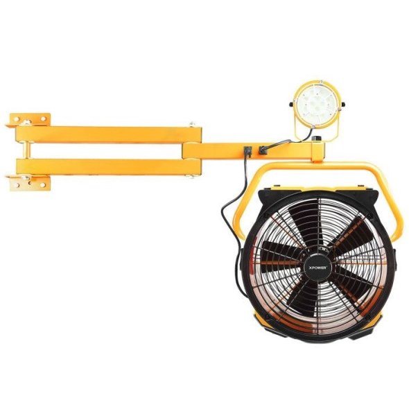 Warehouse/Dock/Trailer Cooling Fan Kit w/ Wall Mount Arm & LED Spotlight 18 inch 5 Speed 3600 CFM FA-420K2