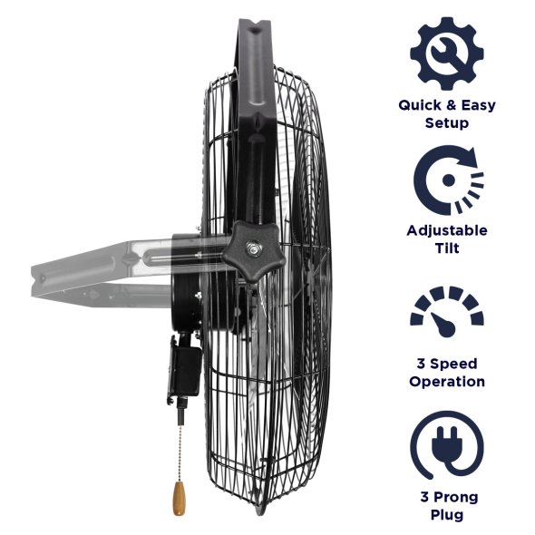 Maxx Air High Velocity Tilting Wall Mount Fan 18 inch 3 Speed 1450 CFM HVWM18UPS