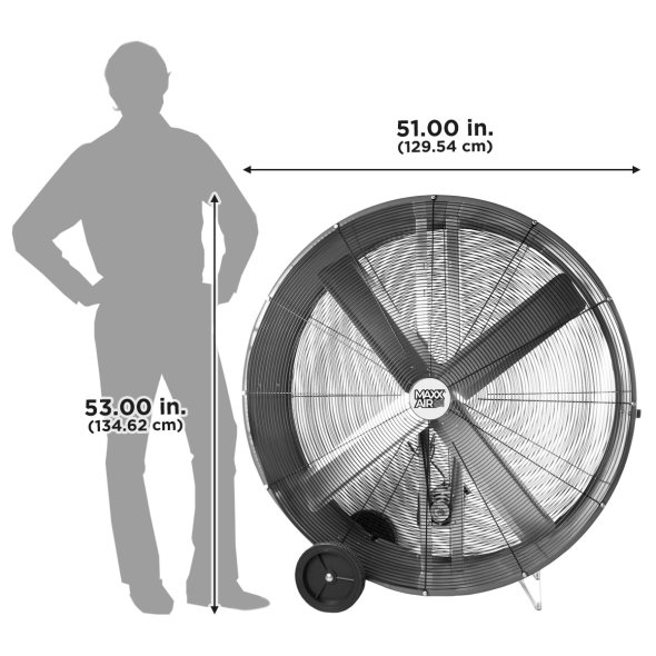 Maxx Air Portable Barrel Fan 48 inch 2 Speed 18000 CFM Belt Drive BF48BDRED