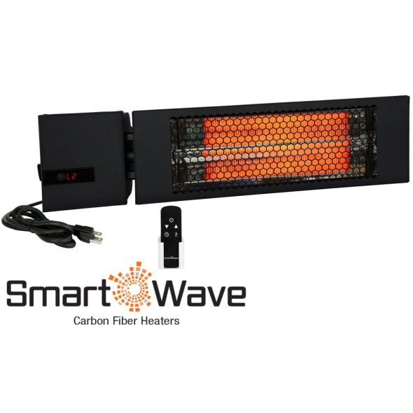 RK Series Outdoor/Indoor Rated Carbon Fiber Infrared Corded Heater 24 Inch 5118 BTU 1500 Watts 120V RK1215-RMT-PLG-BLK
