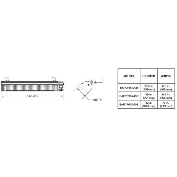 Obsidian Electric Residential Outdoor/Indoor Rated Heater 27 Inch 72 sq. ft. coverage 120V BAFCF15120B