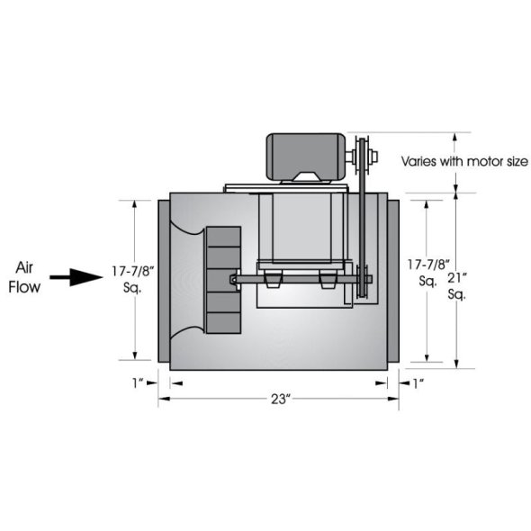 Square Inline Duct Fan 12 inch 2633 CFM Belt Drive SQB12RH1S