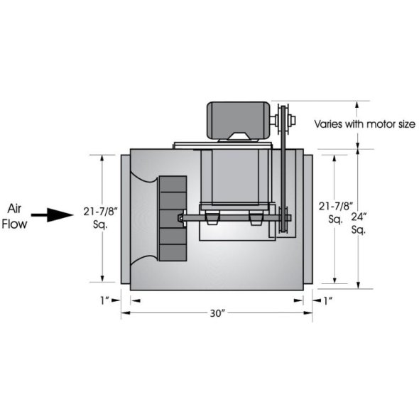 Square Inline Duct Fan 15 inch 3124 CFM Belt Drive 3 Phase SQB15RH3S