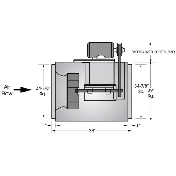 Square Inline Duct Fan 24 inch 4928 CFM Belt Drive 3 Phase SQB24QH3S