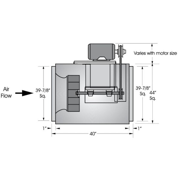 Square Inline Duct Fan 30 inch 8646 CFM Belt Drive SQB30TH1S