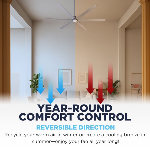 Big Air 72 In. Indoor 6-Speed Ceiling Fan with Light, Silver ICF1030-72SLV