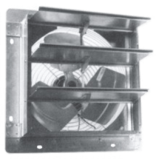 Axial Wall Mount Exhaust Fan 12 inch w/ Shutters 538 CFM Direct Drive FEPRSM12